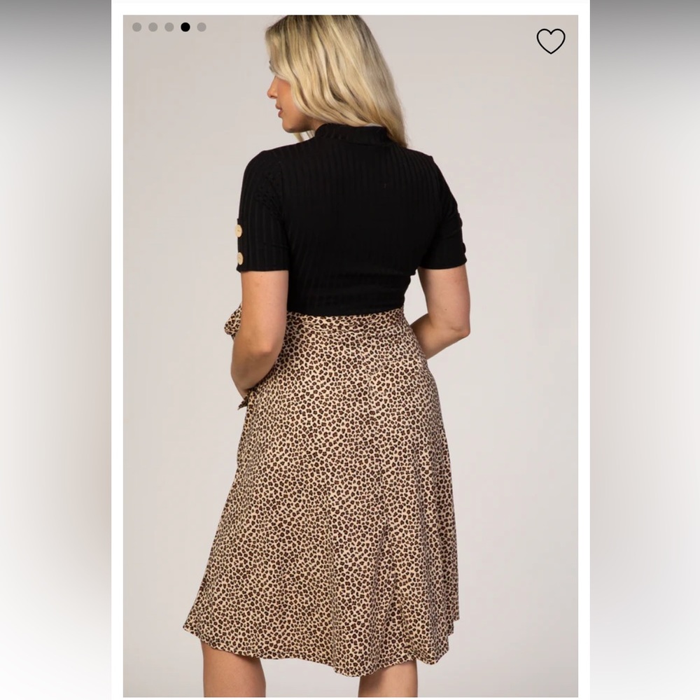 Pink blush Maternity Black Animal print dress